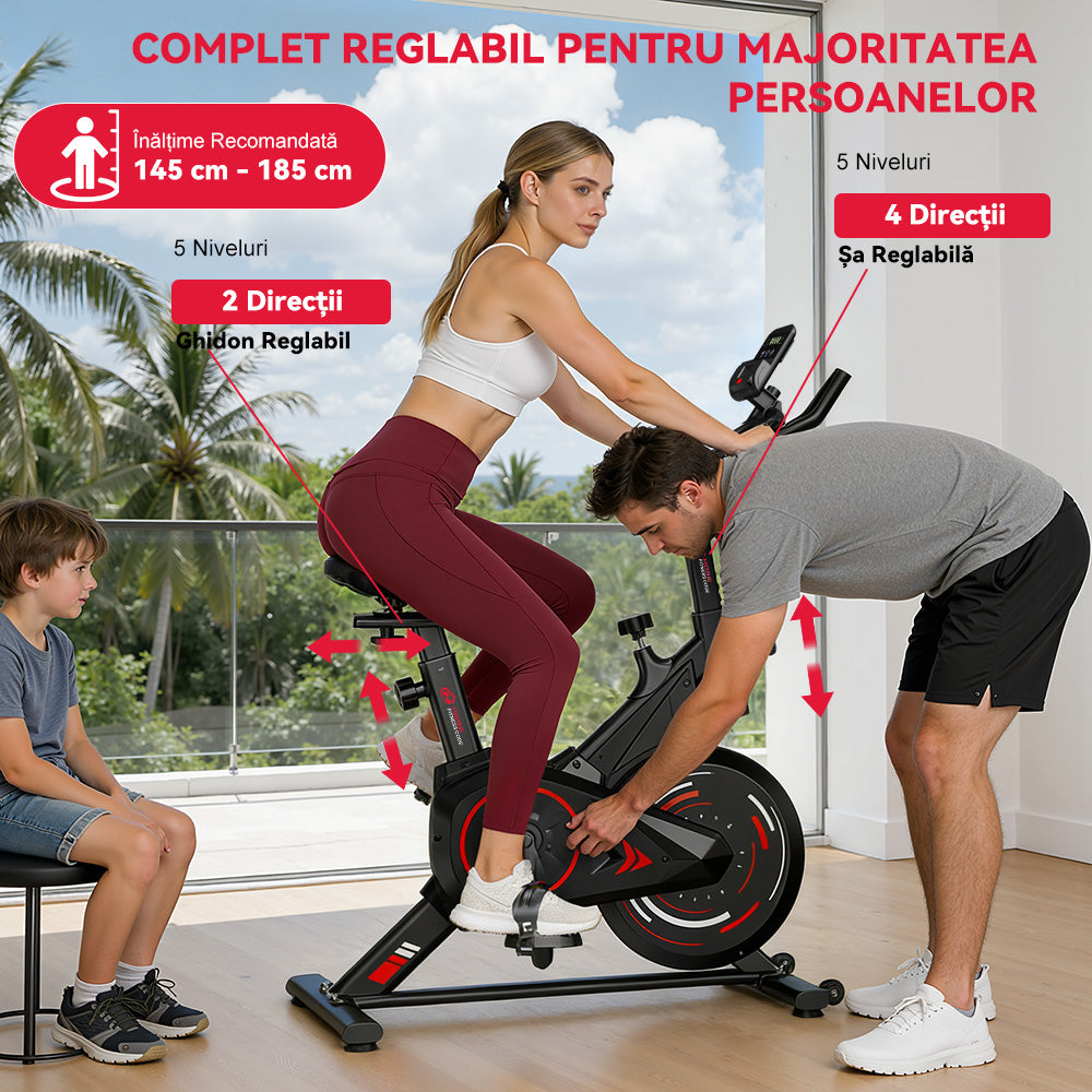 Bicicletă de Exerciții Staționară C1, Volantă 6 kg