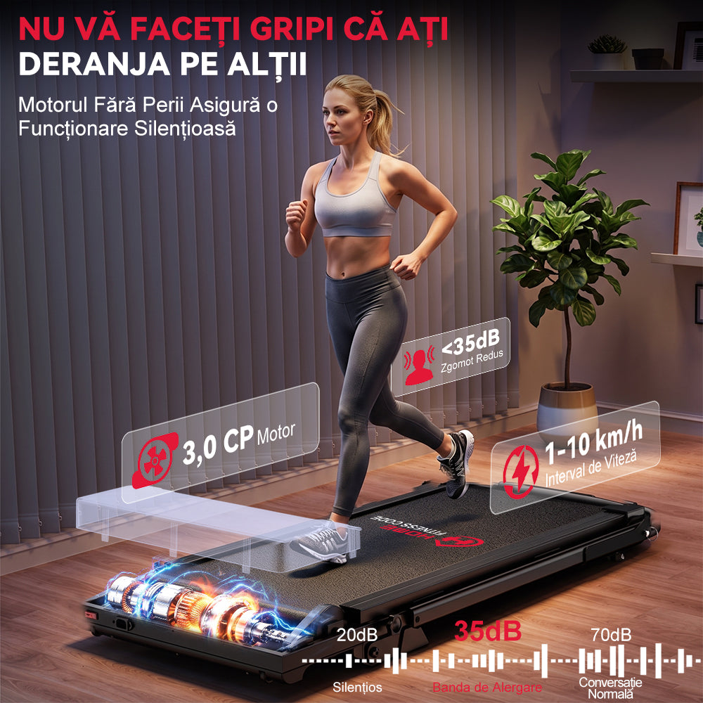 Banda de Alergare Pliabilă Q2 Pro cu Motor fără Perii, Viteză 1-10 km/h, Înclinare Manuală 5% (Versiune Nouă)
