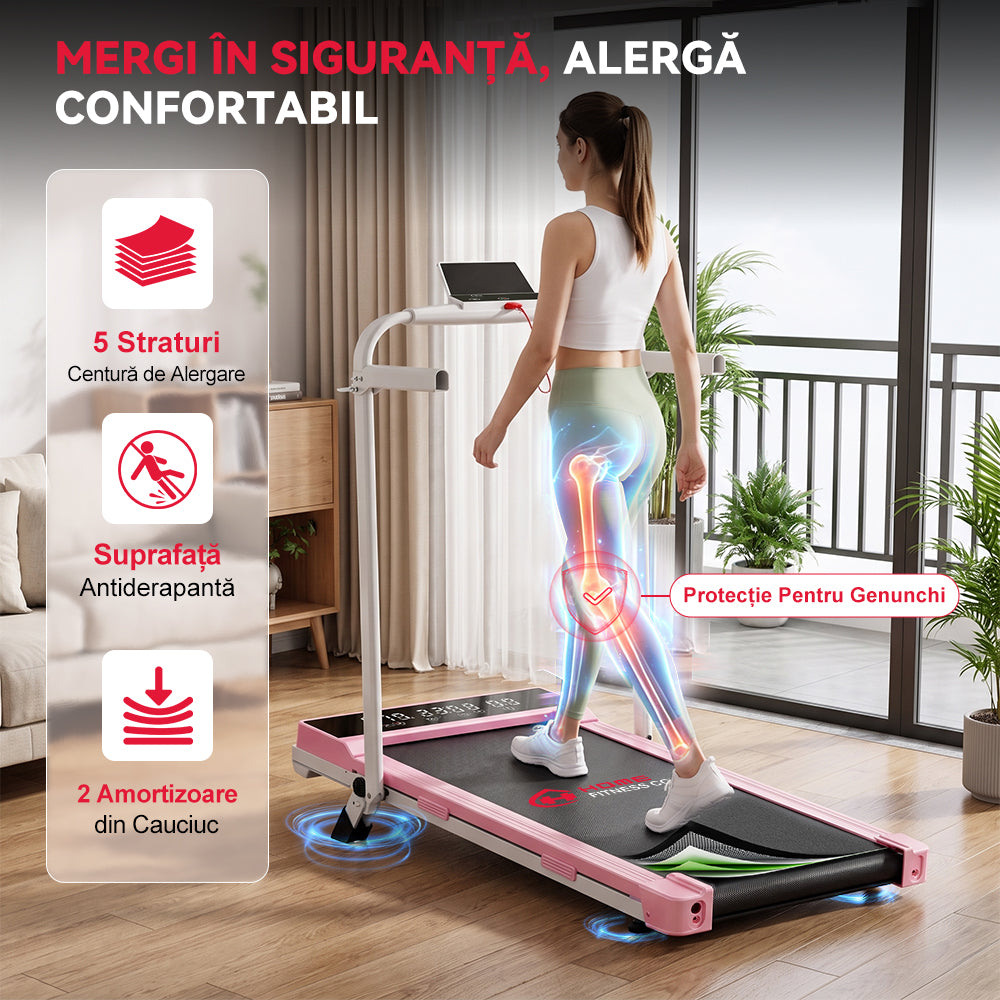 Banda de Alergare Pliabilă Q2 Pro cu Motor fără Perii, Viteză 1-10 km/h, Înclinare Manuală 5% (Versiune Nouă)