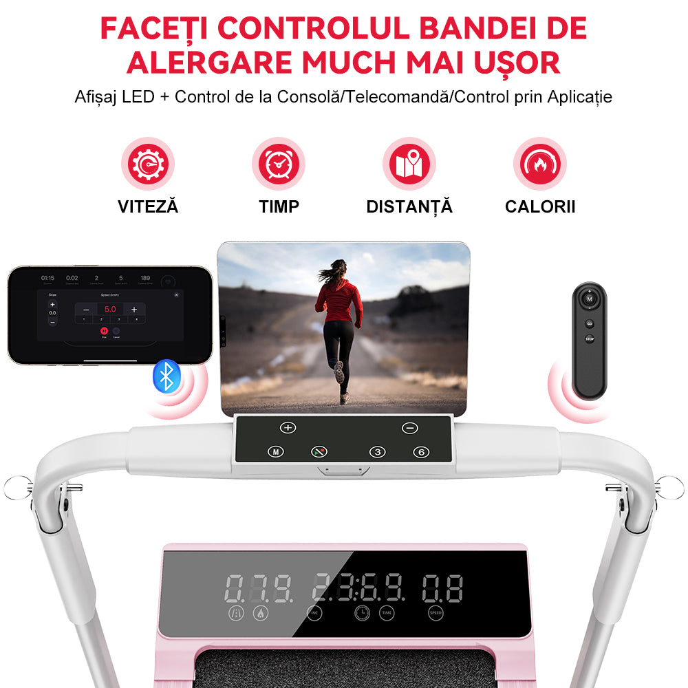 Banda de Alergare Pliabilă Q2 Pro cu Motor fără Perii, Viteză 1-10 km/h, Înclinare Manuală 5% (Versiune Nouă)