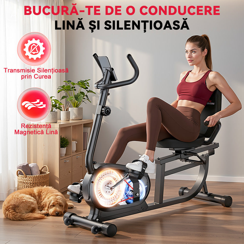 Bicicletă de Exerciții Culcată X1, 16 Niveluri de Rezistență
