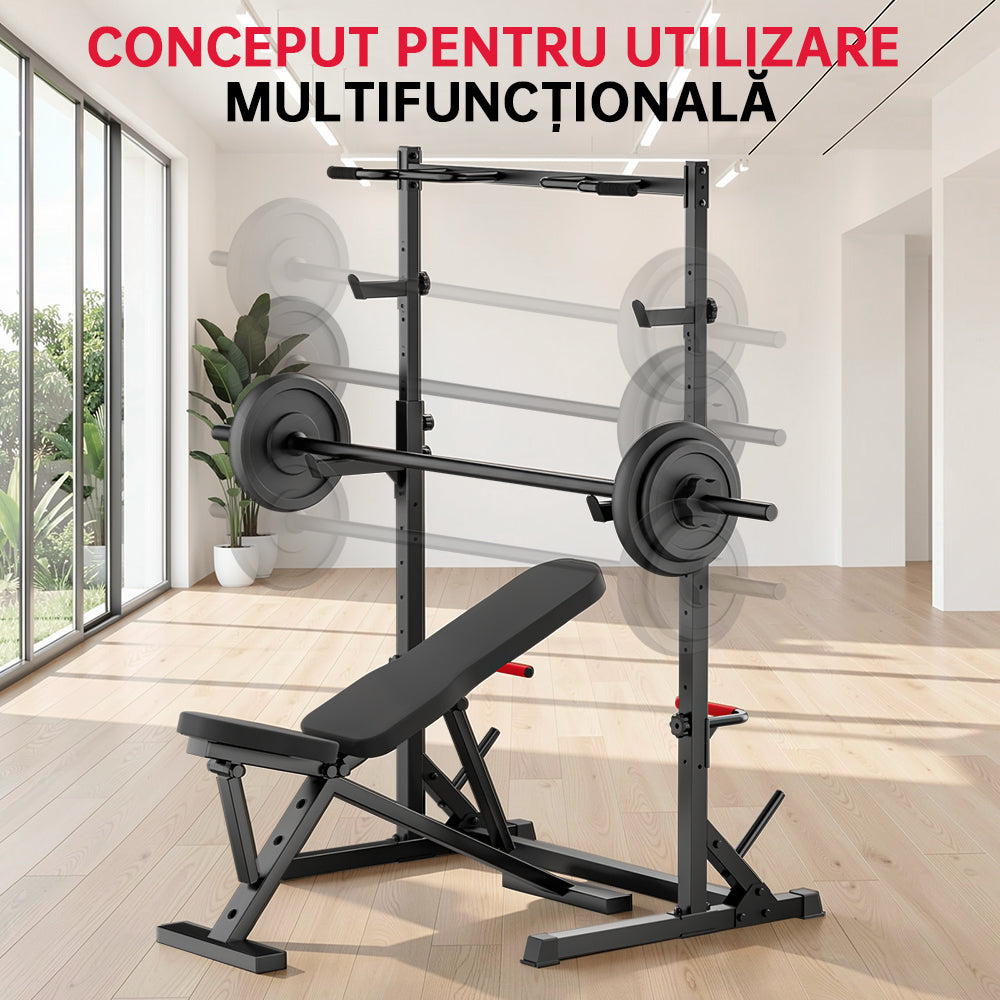 Semi Rack Pentru Genuflexiuni cu Bară de Tracțiuni