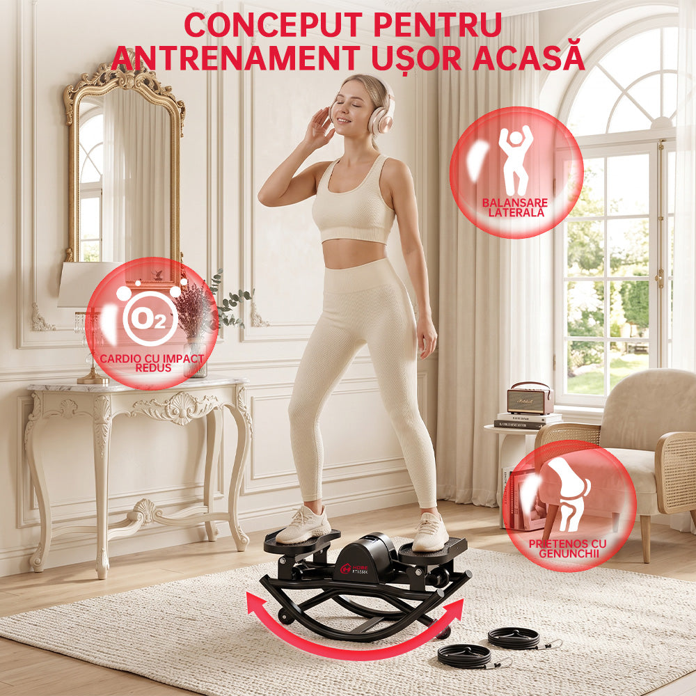 Stepper Lateral cu Benzi Elastice și Covoraș Antiderapant