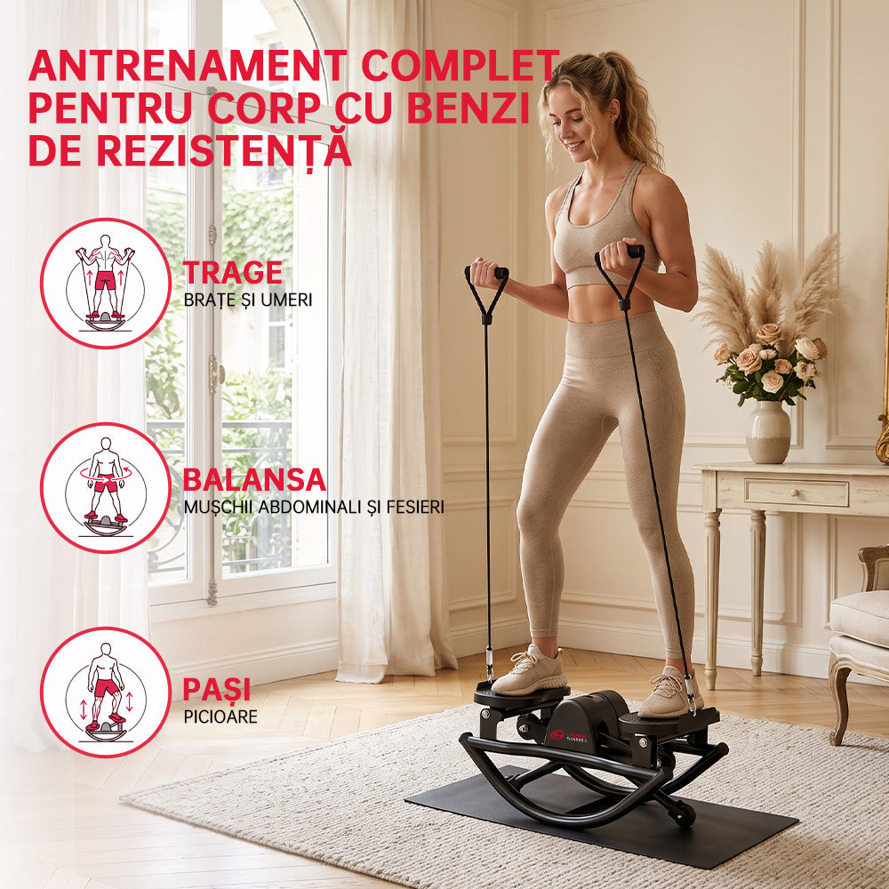 Stepper Lateral cu Benzi Elastice și Covoraș Antiderapant