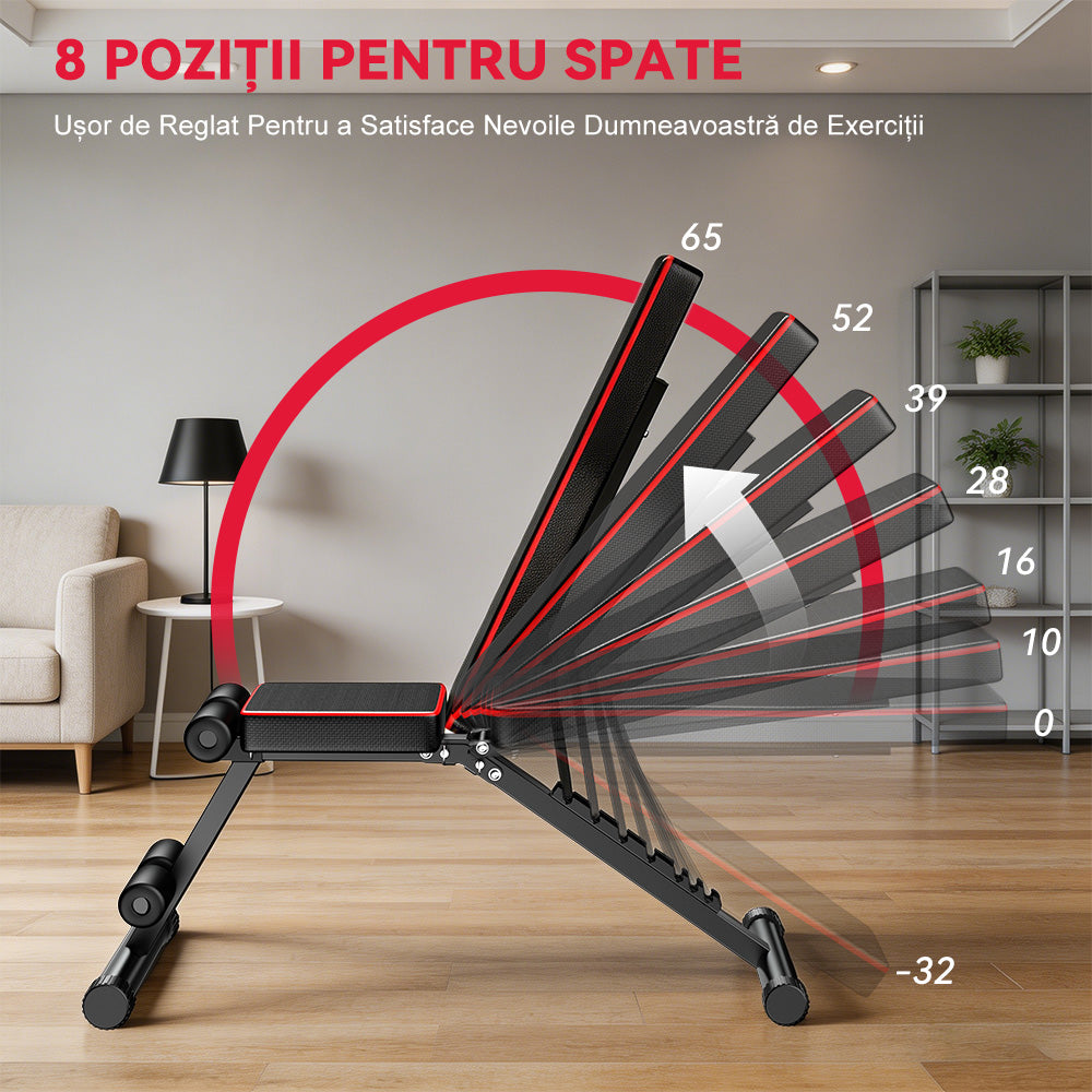 Bancă de Antrenament Pliabilă B1, Spătar Reglabil