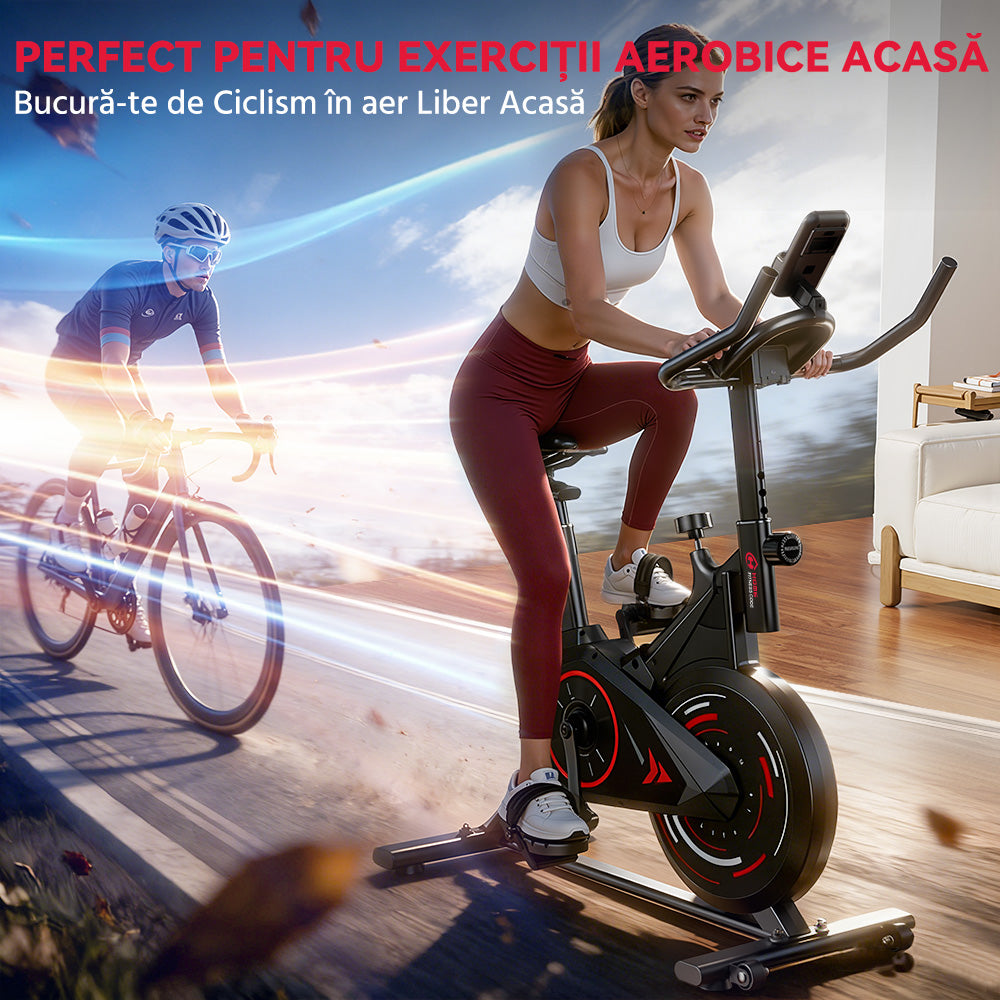 Bicicletă de Exerciții Staționară C1, Volantă 6 kg