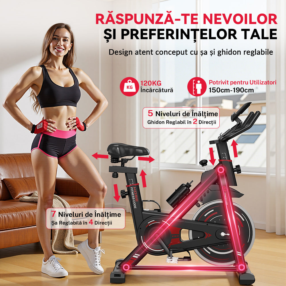 Bicicletă de Exerciții Staționară D1, Volantă 8 kg/10 kg