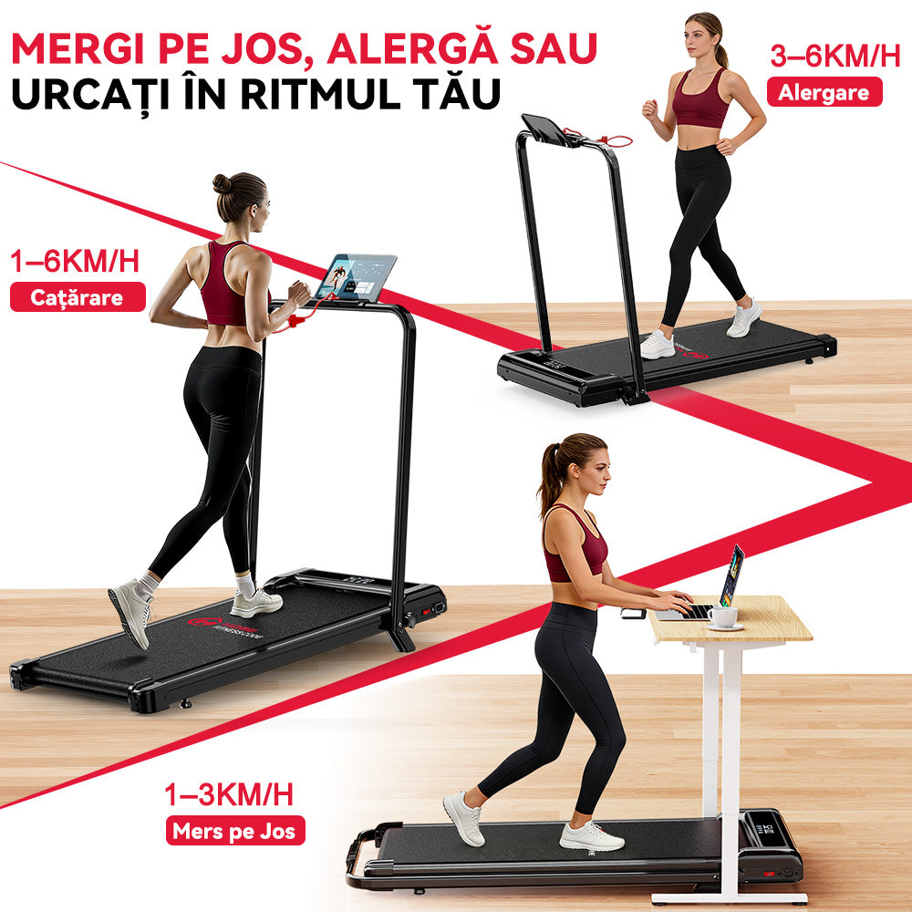 Banda de Alergare Z3 cu Motor fără Perii, Viteză 1-6 km/h, Înclinare Manuală 5%