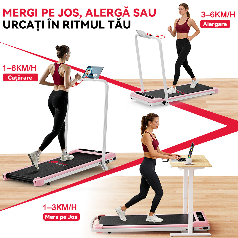 Banda de Alergare Z3 cu Motor fără Perii, Viteză 1-6 km/h, Înclinare Manuală 5%