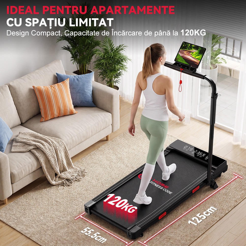 Banda de Alergare Pliabilă Q2 Pro cu Motor fără Perii, Viteză 1-10 km/h, Înclinare Manuală 5% (Versiune Nouă)
