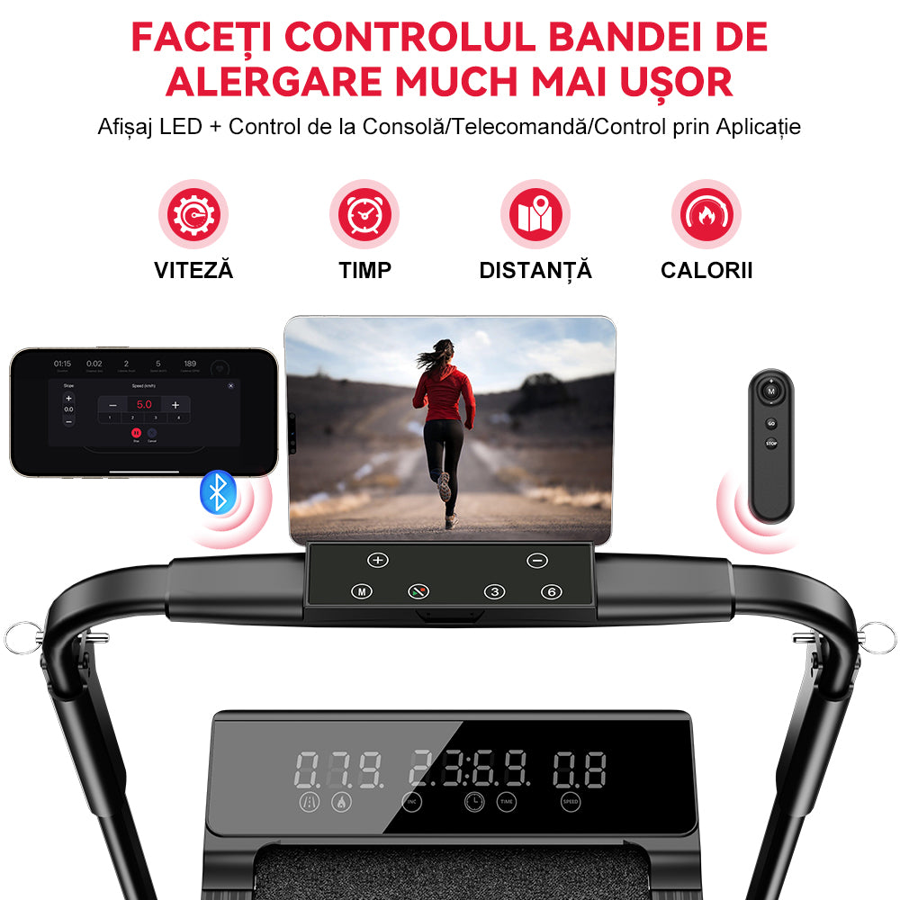 Banda de Alergare Pliabilă Q2 Pro cu Motor fără Perii, Viteză 1-10 km/h, Înclinare Manuală 5% (Versiune Nouă)