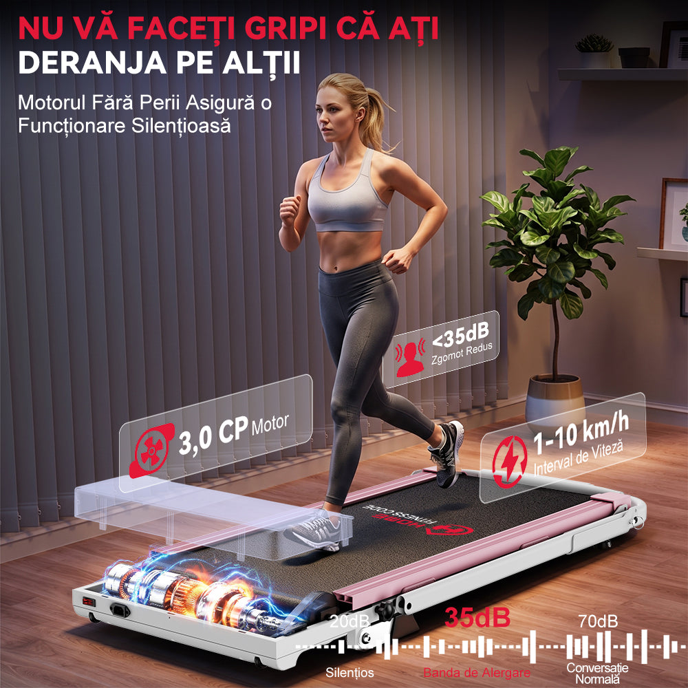Banda de Alergare Pliabilă Q2 Pro cu Motor fără Perii, Viteză 1-10 km/h, Înclinare Manuală 5% (Versiune Nouă)