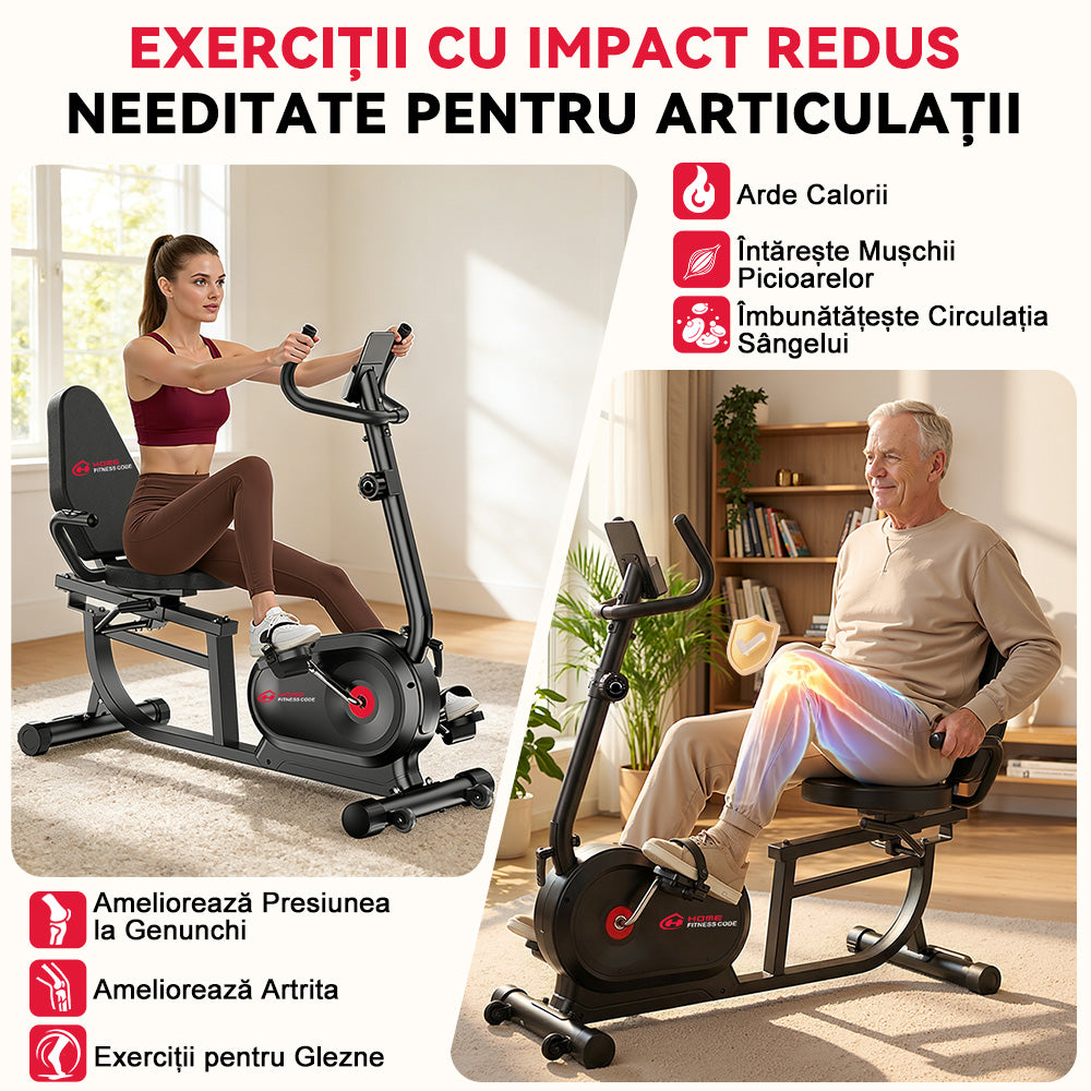 Bicicletă de Exerciții Culcată X1, 16 Niveluri de Rezistență