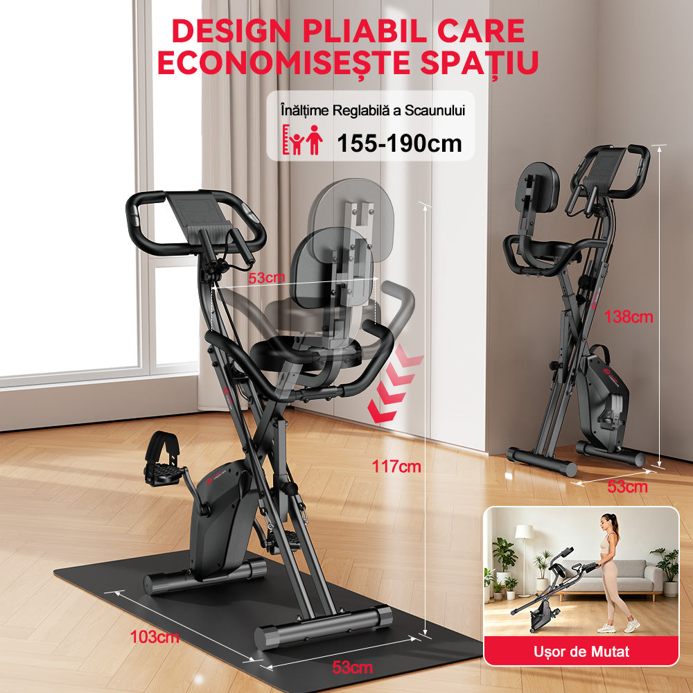 Bicicletă de Exerciții Pliabilă, Rezistență Magnetică