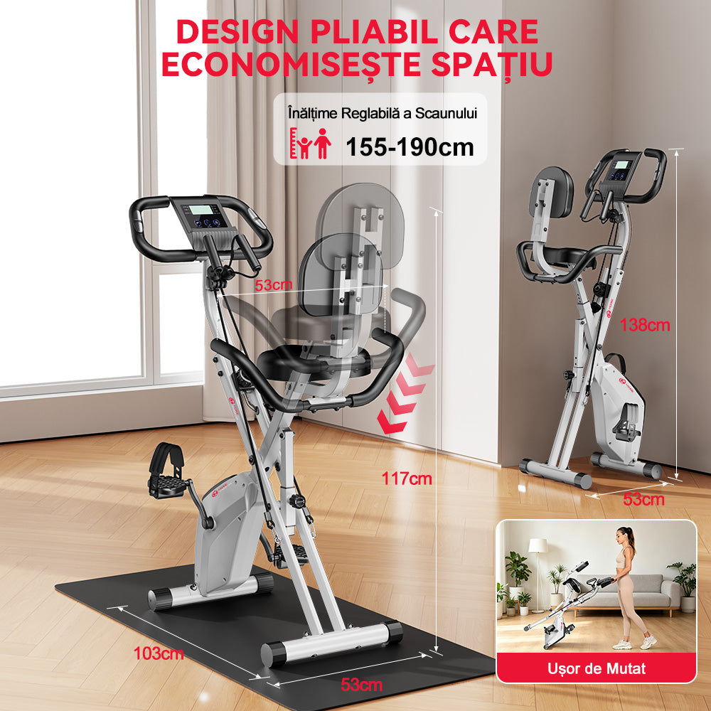 Bicicletă de Exerciții Pliabilă, Rezistență Magnetică