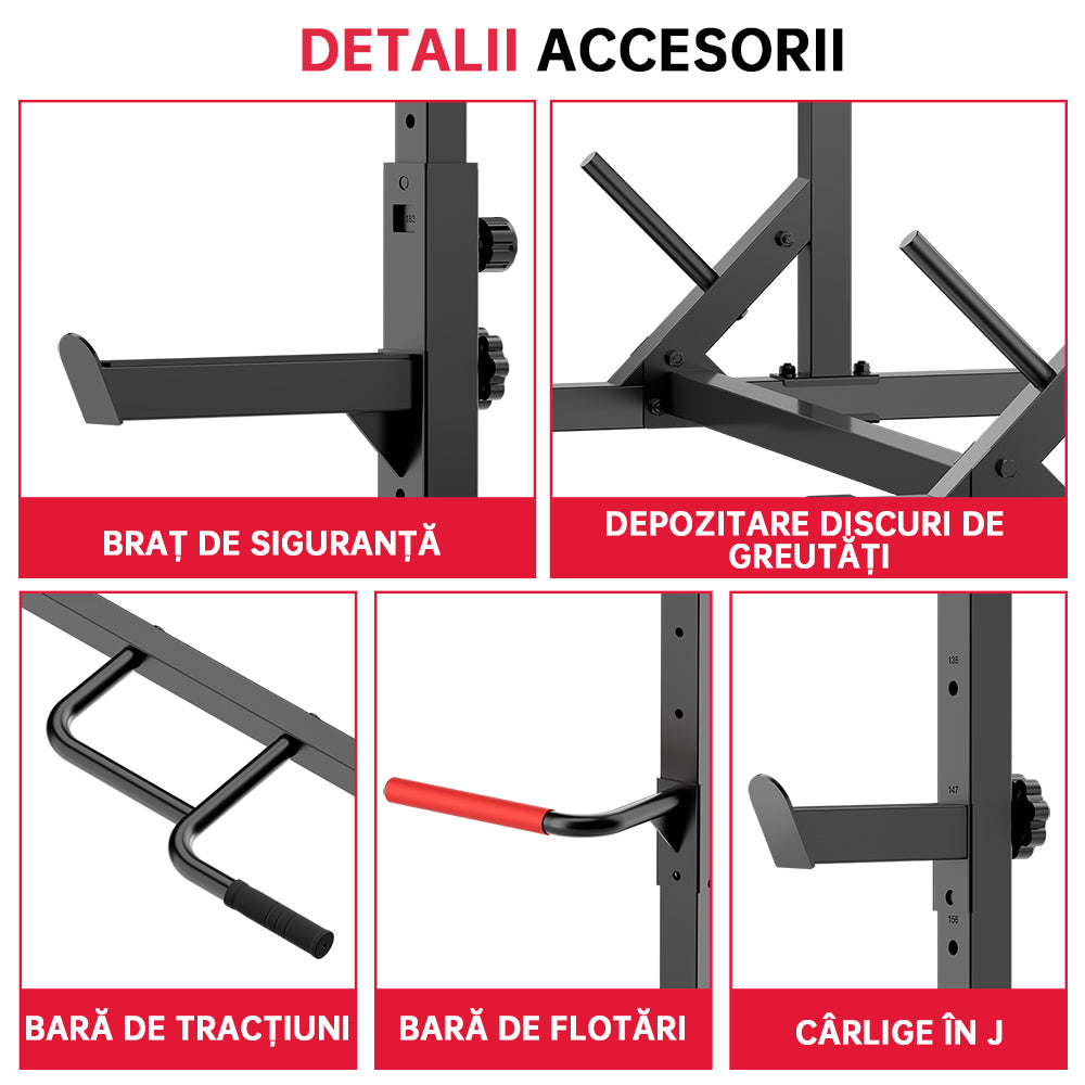 Semi Rack Pentru Genuflexiuni cu Bară de Tracțiuni