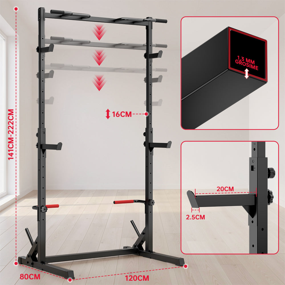 Semi Rack Pentru Genuflexiuni cu Bară de Tracțiuni
