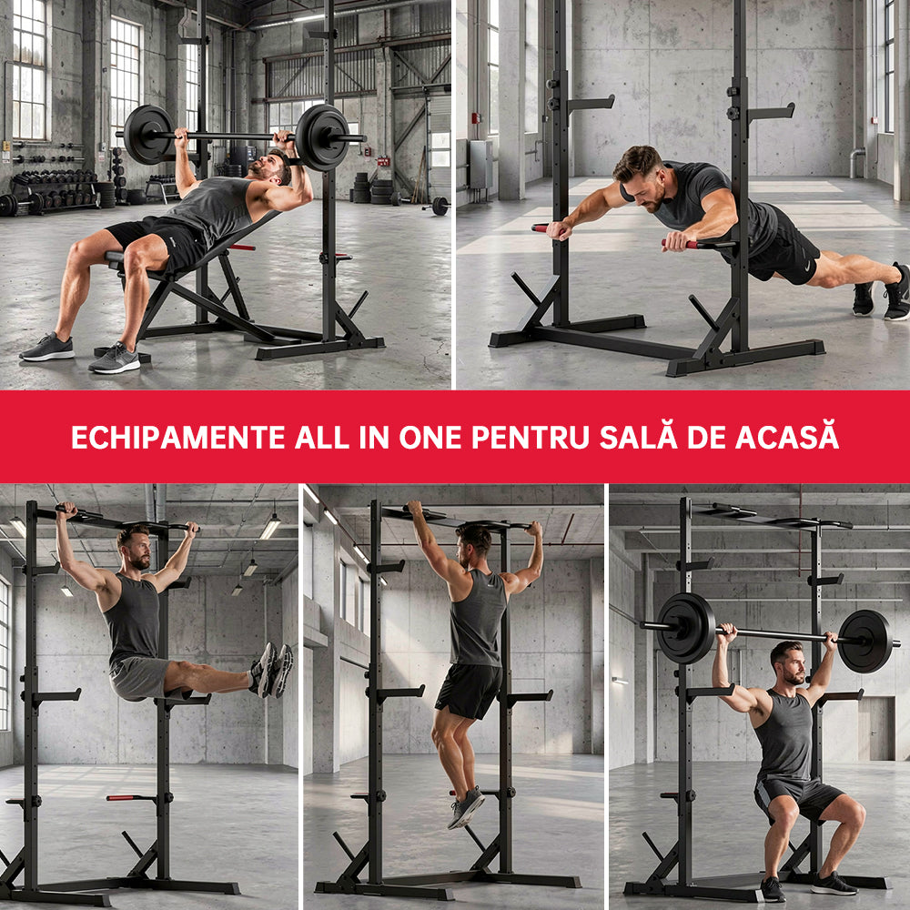 Semi Rack Pentru Genuflexiuni cu Bară de Tracțiuni